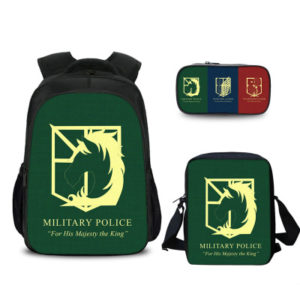 16″Attack On Titan Backpack School Bag+Messenger Bag+Pencil Bag