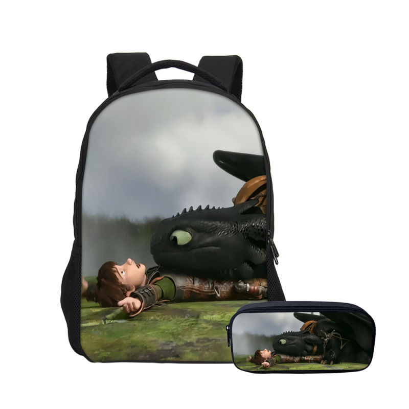 16″How to Train Your Dragon The Hidden World Backpack School Bag+Pencil Bag - Image 8