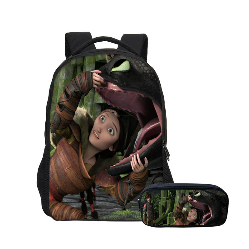 16″How to Train Your Dragon The Hidden World Backpack School Bag+Pencil Bag - Image 13