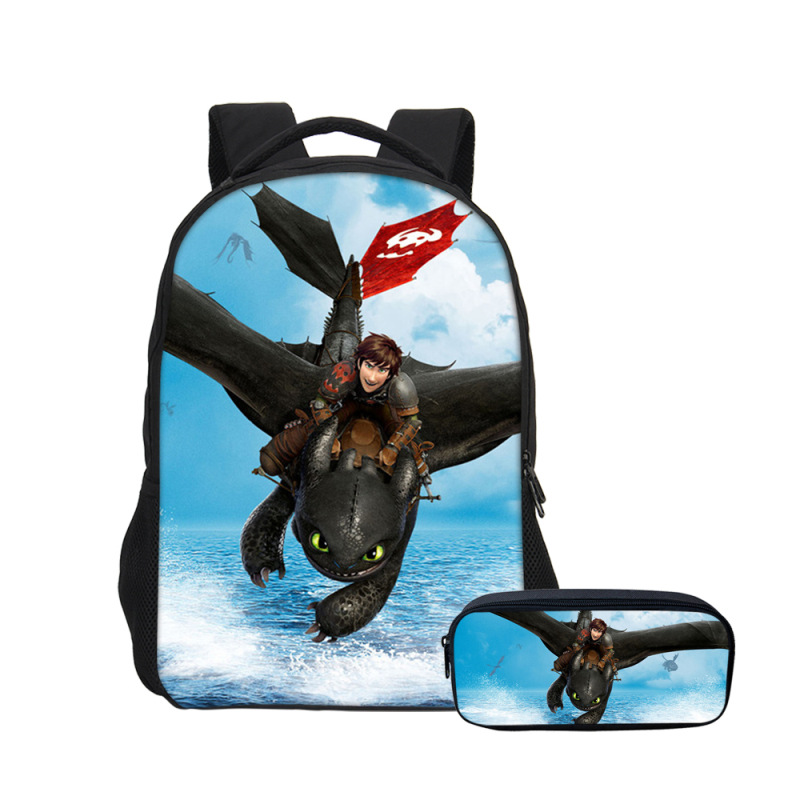 16″How to Train Your Dragon The Hidden World Backpack School Bag+Pencil Bag - Image 16