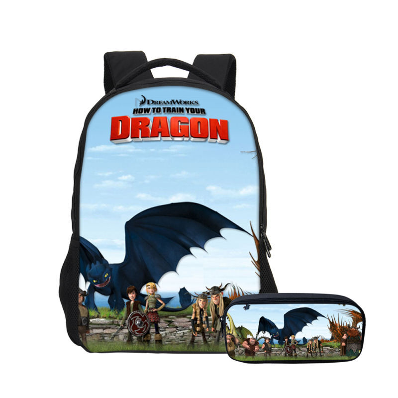 16″How to Train Your Dragon The Hidden World Backpack School Bag+Pencil Bag - Image 4