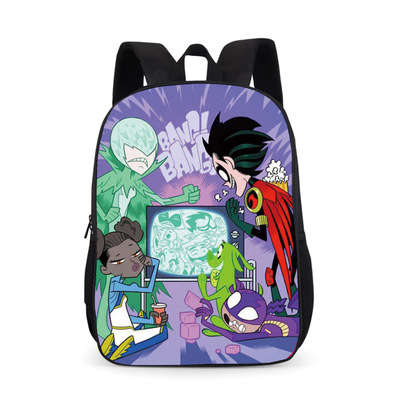 18‘’Teen Titans Go Backpack School Bag Black - Image 4