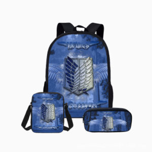 18″Attack On Titan Backpack School Bag+Messenger Bag+Pencil Bag