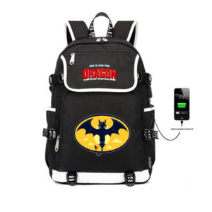 How to Train Your Dragon: The Hidden World USB Backpack School Bag Black