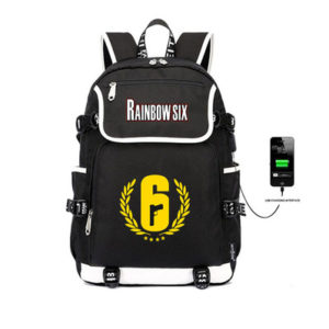 Rainbow Six USB Backpack School Bag Black