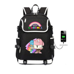 The Amazing World of Gumball USB Backpack School Bag Black