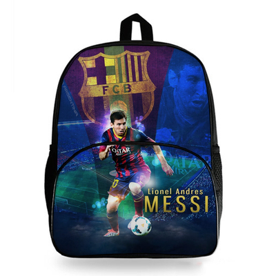 2PCS Football Stars Messi Student Backpack Travel School Bag Pen Bag 13/16  In.