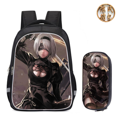 16"NieR:Automata Backpack School Bag+Pencil Case