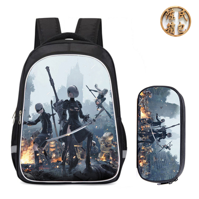 16"NieR:Automata Backpack School Bag+Pencil Case - Image 5