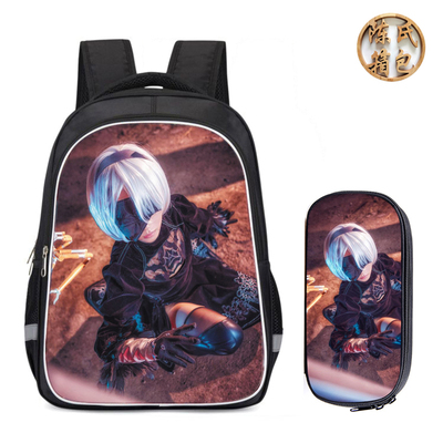16"NieR:Automata Backpack School Bag+Pencil Case - Image 7