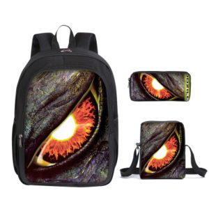 16″Godzilla: King of the Monsters Backpack School Bag+Messenger Bag+Pencil Bag