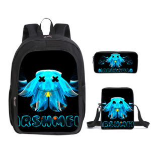 16″Marshmello Backpack School Bag+Messenger Bag+Pencil Bag