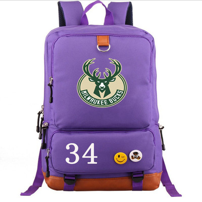 Milwaukee Bucks The Alphabet Giannis Antetokounmpo Canvas Backpack Shoulder School Bag - Image 12