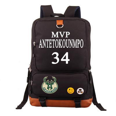 Milwaukee Bucks The Alphabet Giannis Antetokounmpo Canvas Backpack Shoulder School Bag - Image 21