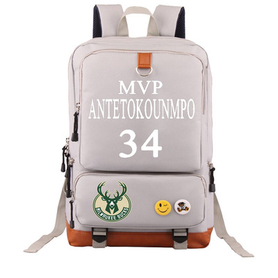 Milwaukee Bucks The Alphabet Giannis Antetokounmpo Canvas Backpack Shoulder School Bag - Image 19