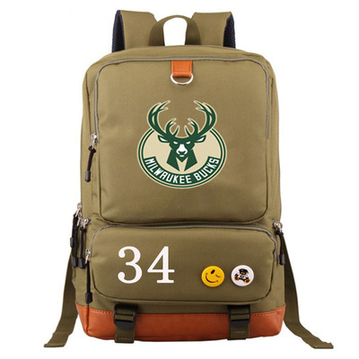 Milwaukee Bucks The Alphabet Giannis Antetokounmpo Canvas Backpack Shoulder School Bag - Image 11