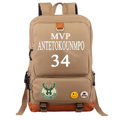 Milwaukee Bucks The Alphabet Giannis Antetokounmpo Canvas Backpack Shoulder School Bag - Image 15