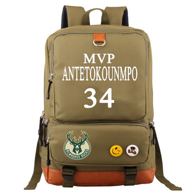 Milwaukee Bucks The Alphabet Giannis Antetokounmpo Canvas Backpack Shoulder School Bag - Image 14