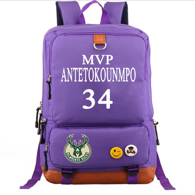 Milwaukee Bucks The Alphabet Giannis Antetokounmpo Canvas Backpack Shoulder School Bag - Image 13
