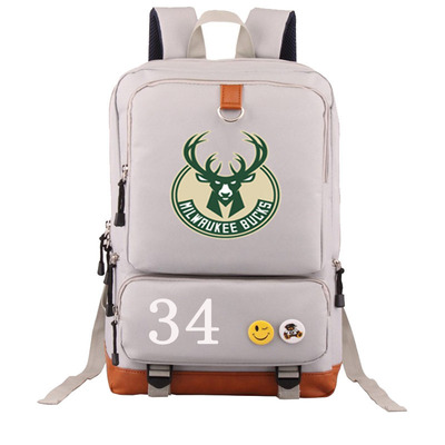 Milwaukee Bucks The Alphabet Giannis Antetokounmpo Canvas Backpack Shoulder School Bag - Image 6