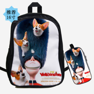 16″The Queen's Corgi Backpack School Bag+Pencil Bag