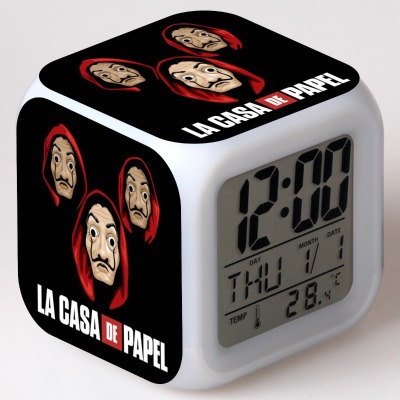 La casa de papel 7 Colors Change Digital Alarm LED Clock - Image 13