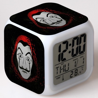 La casa de papel 7 Colors Change Digital Alarm LED Clock - Image 16