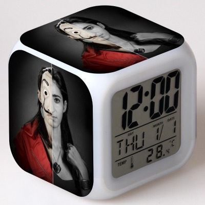 La casa de papel 7 Colors Change Digital Alarm LED Clock - Image 20