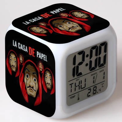 La casa de papel 7 Colors Change Digital Alarm LED Clock - Image 5