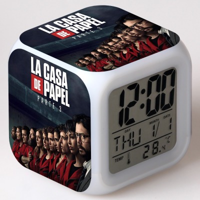 La casa de papel 7 Colors Change Digital Alarm LED Clock - Image 6