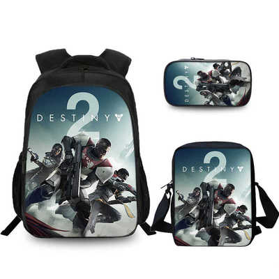 16″Destiny 2 Backpack School Bag+Shoulder Bag+Pencil Bag