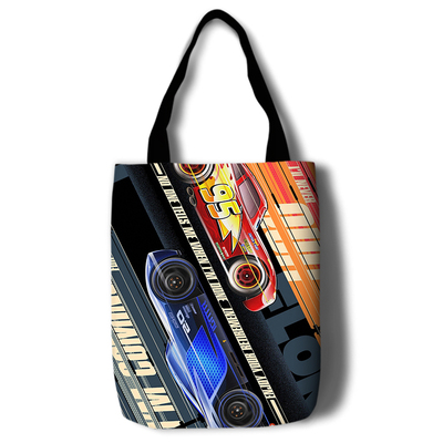 Cars 3 Canvas Grocery Bag Shopping Bag Reusable Large Shopping Canvas Bags Natural White Cloth Shoulder Bags Canvas Tote Bag Perfect for Crafting Decorating - Image 3