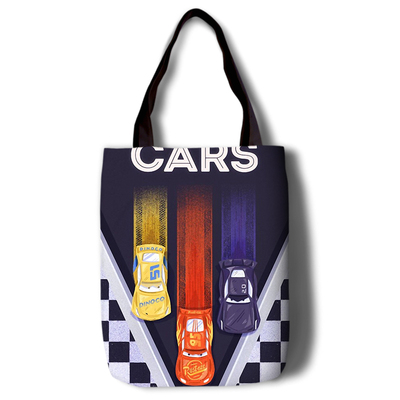 Cars 3 Canvas Grocery Bag Shopping Bag Reusable Large Shopping Canvas Bags Natural White Cloth Shoulder Bags Canvas Tote Bag Perfect for Crafting Decorating - Image 2