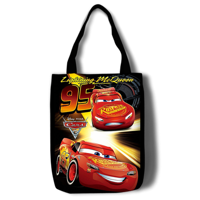 Cars 3 Canvas Grocery Bag Shopping Bag Reusable Large Shopping Canvas Bags Natural White Cloth Shoulder Bags Canvas Tote Bag Perfect for Crafting Decorating