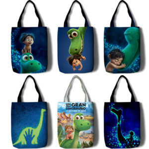 The Good Dinosaur Canvas Grocery Bag Shopping Bag Reusable Large Shopping Canvas Bags Natural White Cloth Shoulder Bags Canvas Tote Bag Perfect for Crafting Decorating