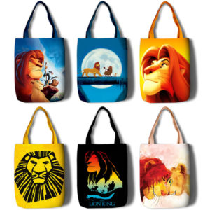 The Lion King Canvas Grocery Bag Shopping Bag Reusable Large Shopping Canvas Bags Natural White Cloth Shoulder Bags Canvas Tote Bag Perfect for Crafting Decorating