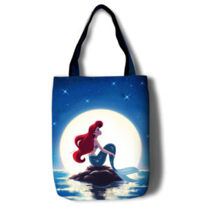 The Little Mermaid Canvas Grocery Bag Shopping Bag Reusable Large Shopping Canvas Bags Natural White Cloth Shoulder Bags Canvas Tote Bag Perfect for Crafting Decorating