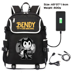18“Bendy and the Ink Machine USB Backpack School Bag Black