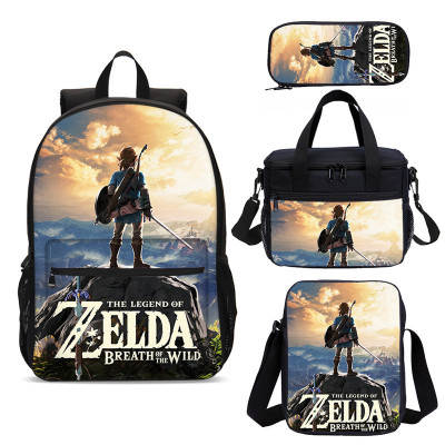 18″The Legend of Zelda Backpack School Bag+Lunch Bag+Messenger Bag+Pencil Bag