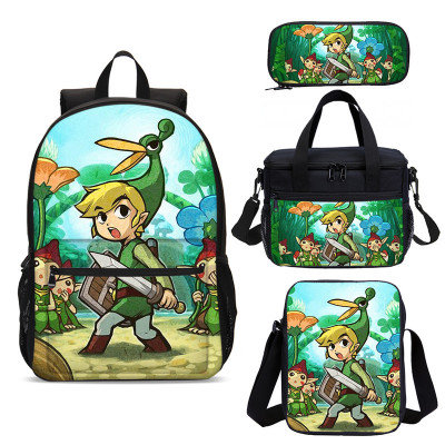 18″The Legend of Zelda Backpack School Bag+Lunch Bag+Messenger Bag+Pencil Bag - Image 14