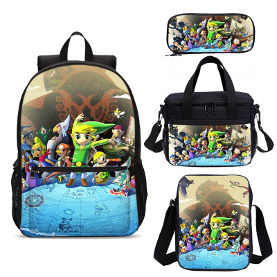 18″The Legend of Zelda Backpack School Bag+Lunch Bag+Messenger Bag+Pencil Bag - Image 4