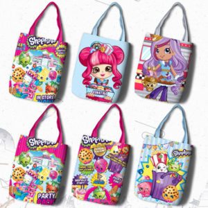 Shopkins Canvas Grocery Bag Shopping Bag Reusable Large Shopping Canvas Bags Natural White Cloth Shoulder Bags Canvas Tote Bag Perfect for Crafting Decorating