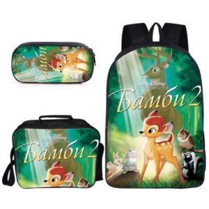 16″Bambi Backpack School Bag+Lunch Bag+Pencil Bag
