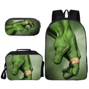 16″Hulk Backpack School Bag+Lunch Bag+Pencil Bag