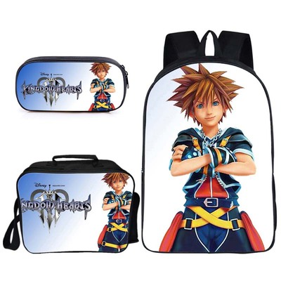 16″Kingdom Hearts Backpack School Bag+Lunch Bag+Pencil Bag - Image 3