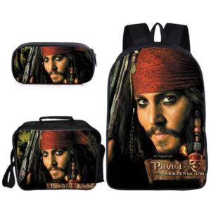 16″Pirates of the Caribbean Backpack School Bag+Lunch Bag+Pencil Bag