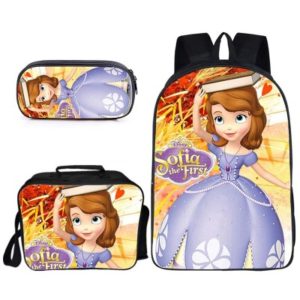 16″Sofia the First Backpack School Bag+Lunch Bag+Pencil Bag