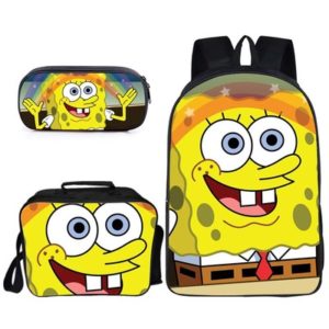 16″SpongeBob SquarePants Backpack School Bag+Lunch Bag+Pencil Bag