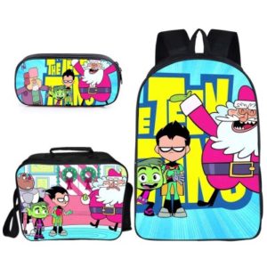 16″Teen Titans Go Backpack School Bag+Lunch Bag+Pencil Bag