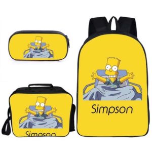 16″The Simpsons Backpack School Bag+Lunch Bag+Pencil Bag
